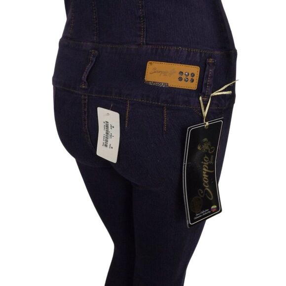 new! SCORPIO Jeans Jumpsuit, JR 1, Purple Denim, Fitted, Embellished/Cutouts - Picture 7 of 12